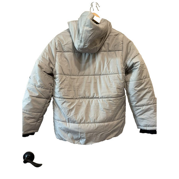 NWT Calvin Klein Jean Gray Puffer Zip Hoodie fleece lined Jacket large L-14/16 - Picture 10 of 12